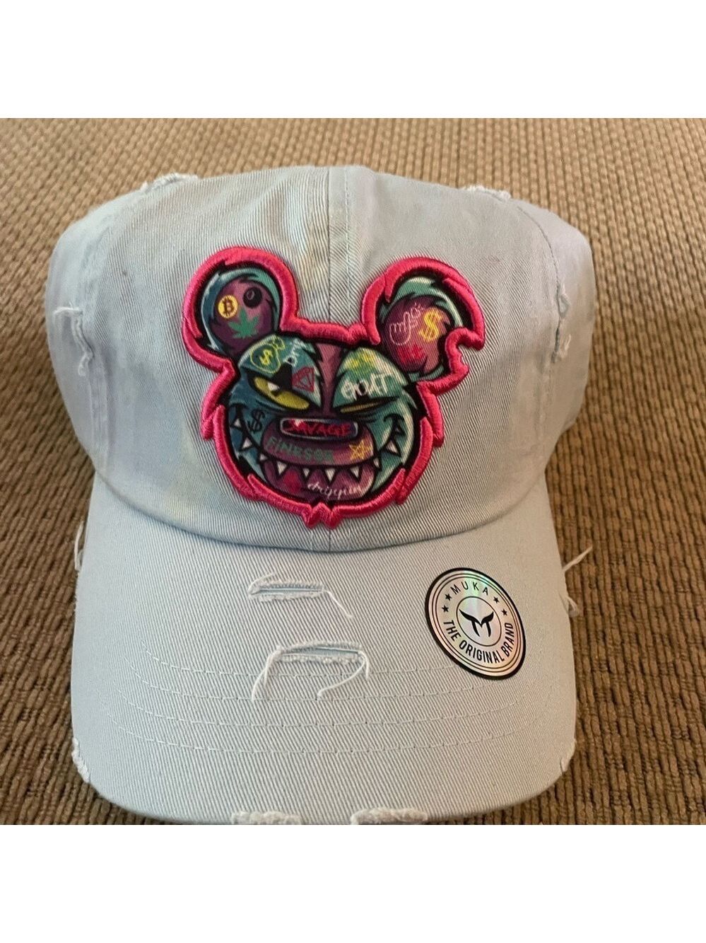 MUKA Blue Tatted Teddy Hat NWT